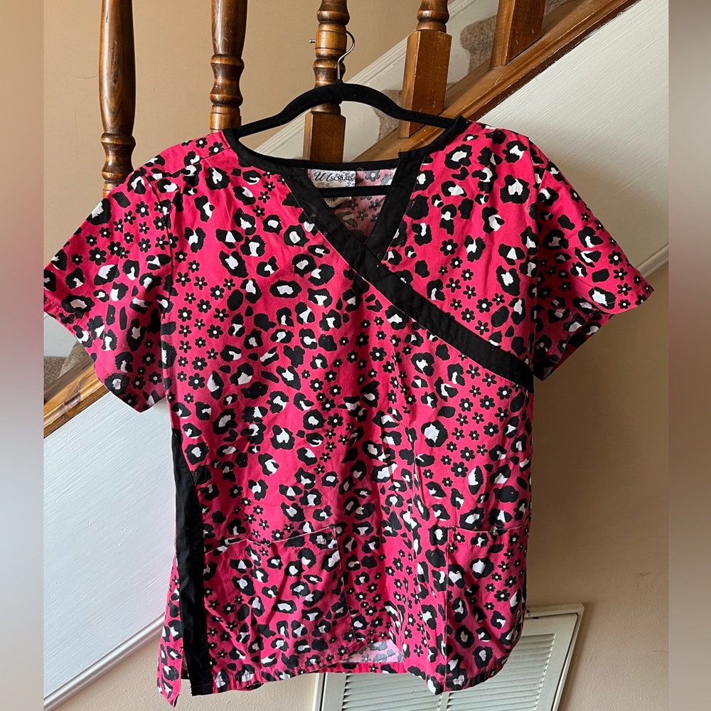 Cheetah Print Scrub Top
